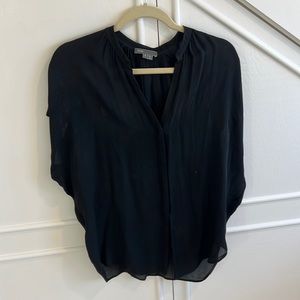 Vince 100% silk shirt sleeve black top size small
